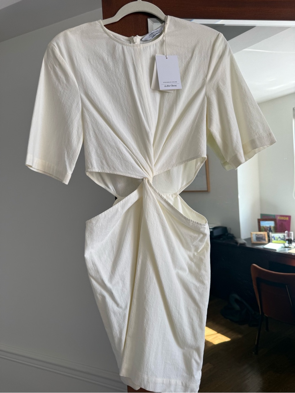 & Other Stories Ivory Front Twist Cut-out Dress - Size 4 NWT
